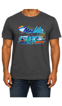 MazLife Beach Adventure Charcoal Front T-shirt mockup